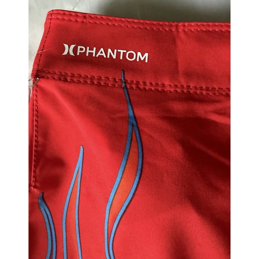 Hurley x NASCAR Phantom Boardshorts Mens 32 Red Flames Racing Swim Trunks NWT